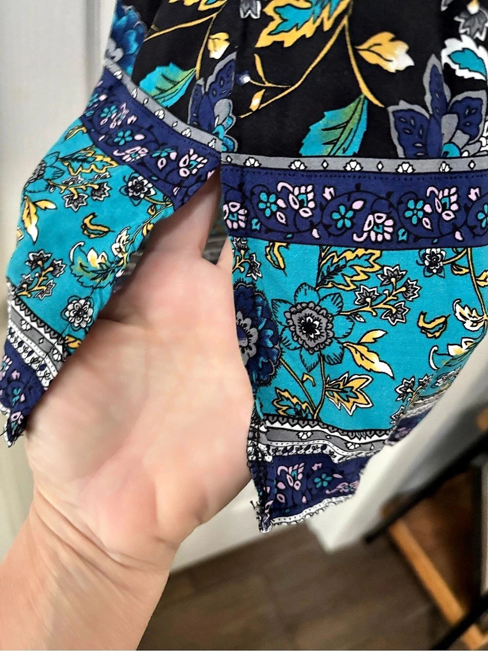 Floral Midi Dress in Black & Blue - Picture 7 of 12